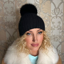 Load the image into the Gallery viewer, Hat with fox pom pom