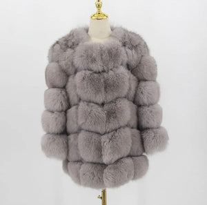 Pelliccia di volpe grigio chiaro donna