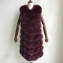 Load the image into the Gallery viewer, Gilet lungo in pelliccia di volpe burgundy