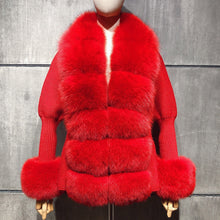 Load the image into the Gallery viewer, Cardigan di lana con pelliccia di volpe rossa