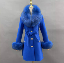 Load image into Gallery viewer, Cappotto di cashemere e volpe blu