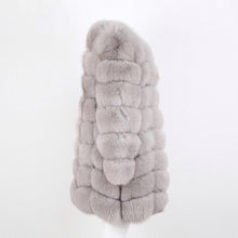 Carica l&#39;immagine nel visualizzatore di Gallery, Pelliccia di volpe lunga grigia cappotto donna