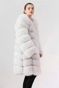 Pelliccia di volpe lunga bianca cappotto donna