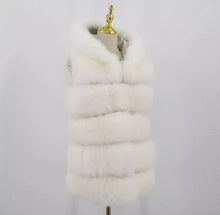 Load image into Gallery viewer, Gilet con cappuccio pelliccia di volpe bianca